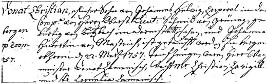 Vermelding van Donats geboorte